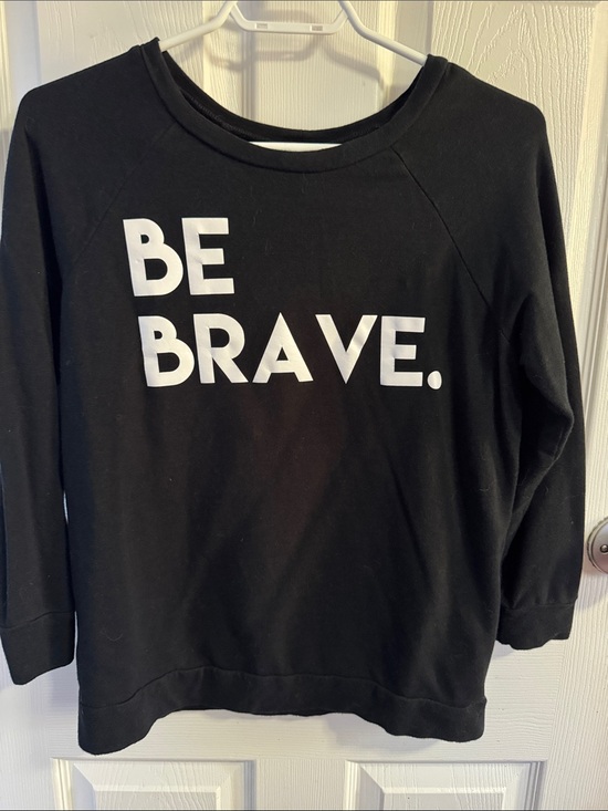 Posh & Cozy Sweaters - Black 'BE BRAVE.' Graphic Crewneck Sweatshirt